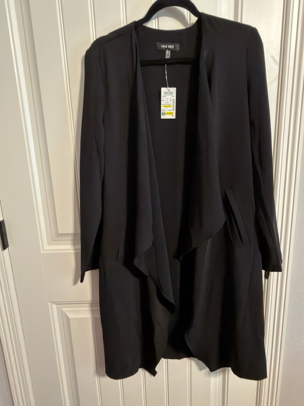 Nine West NEW Black Long Sleeve Open Duster. Women's Size M
